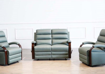Albert 2 seater recliner sofa and 2 recliner chairs available in 3 colours Avocado, jet and Grey super suede